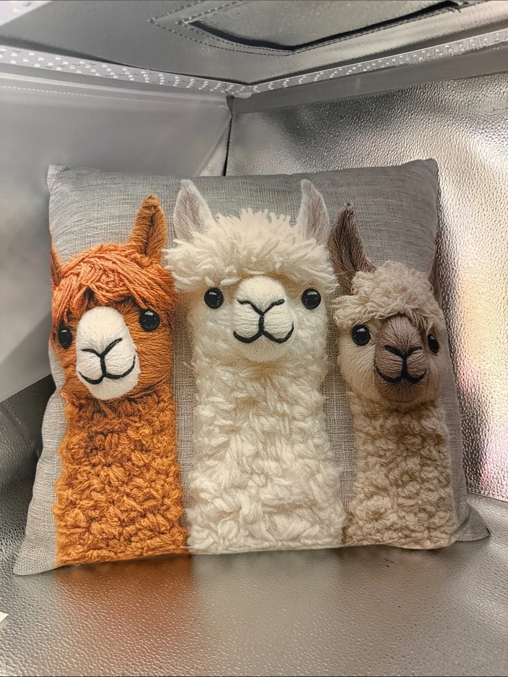 Alpaca Trio Decorative Throw Pillow Cover- Orange, Cream & Tan